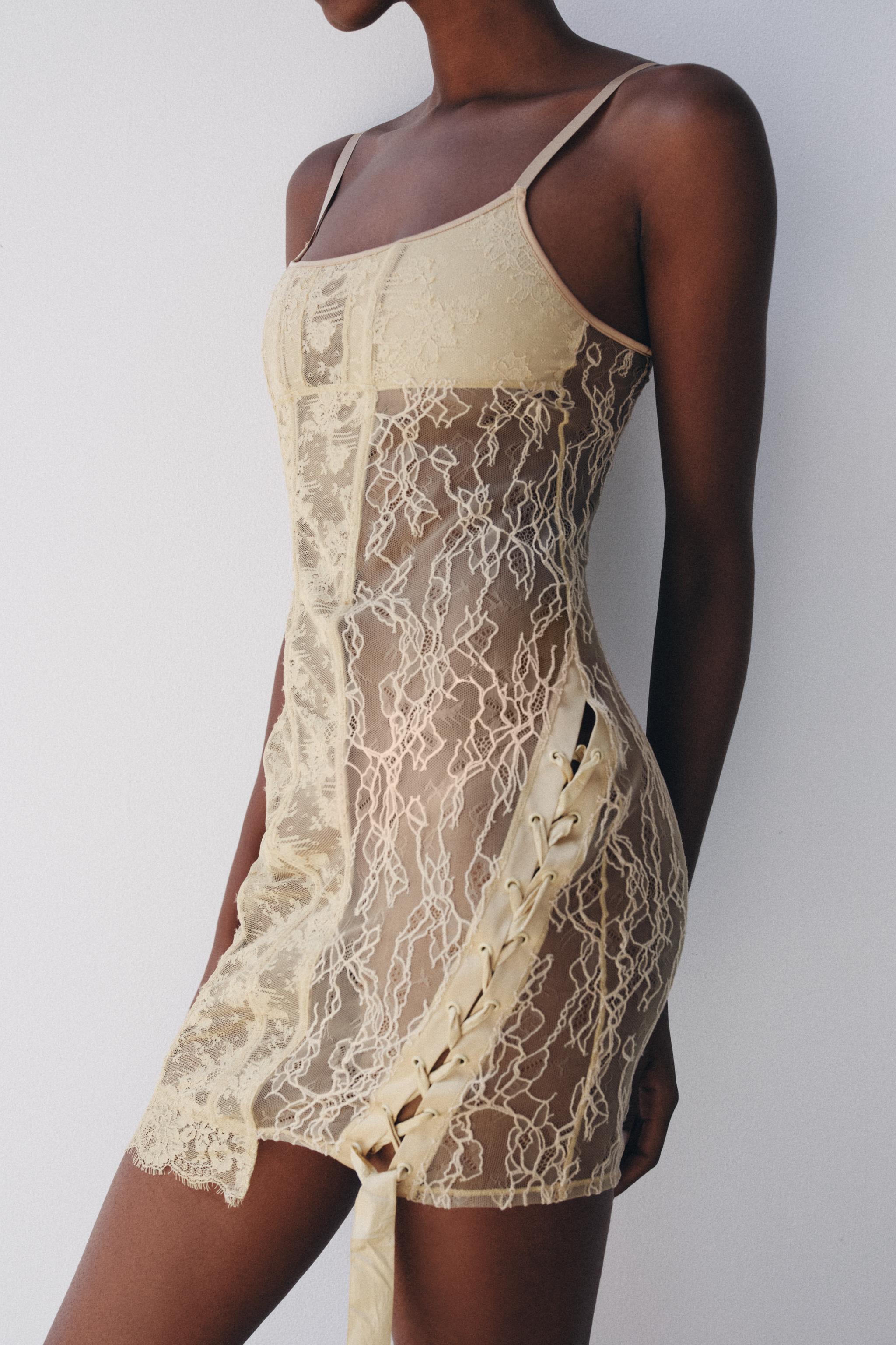 LACE CORSET DRESS WITH TIE